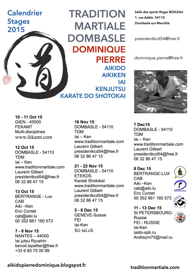 Calendrier DP et TDM fin 2015