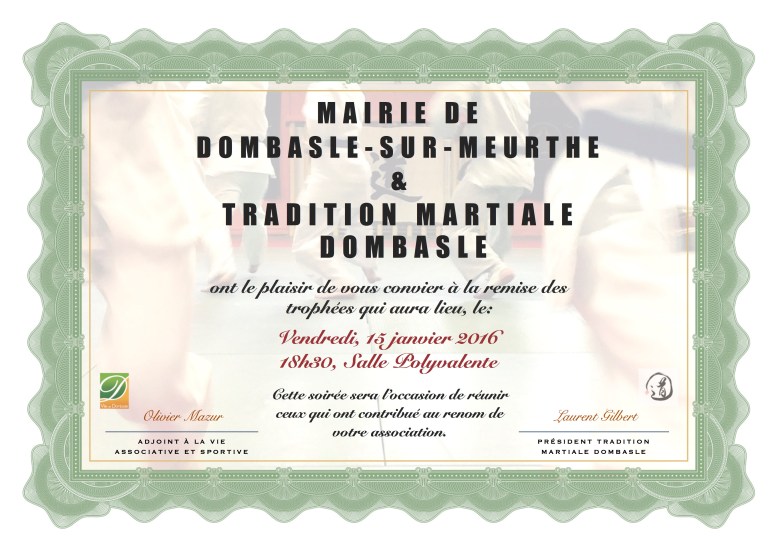 Remise des Trophées 2016 © Tradition Martiale Dombasle